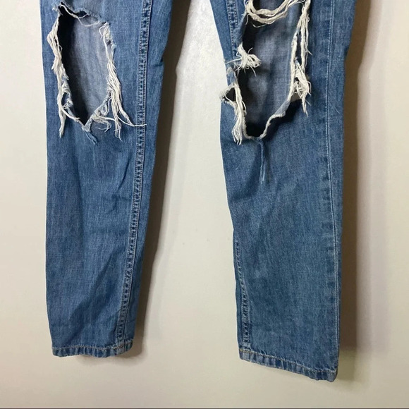 Boyfriend Jeans Denim 100% Cotton Distressed Regular Women Sz 00 Casual Everyday - Picture 6 of 12